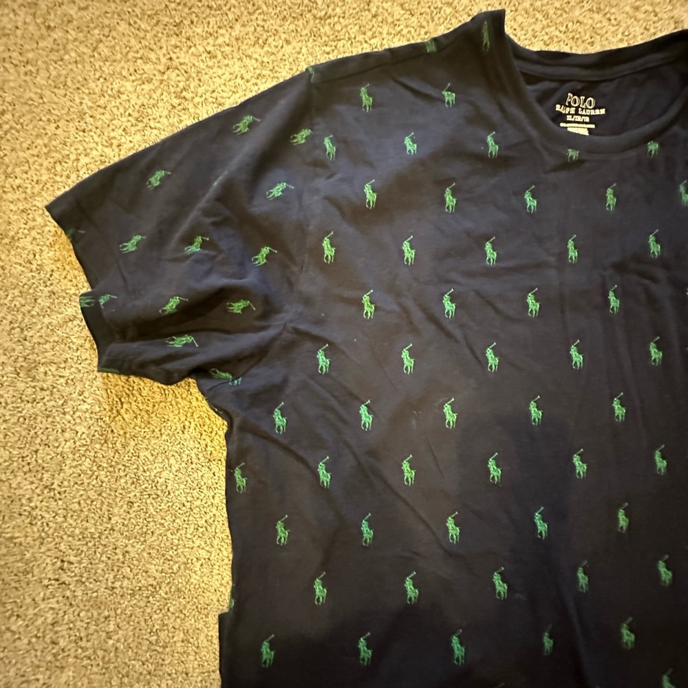 Polo by Ralph Lauren Dark Blue Tee with Green Accents